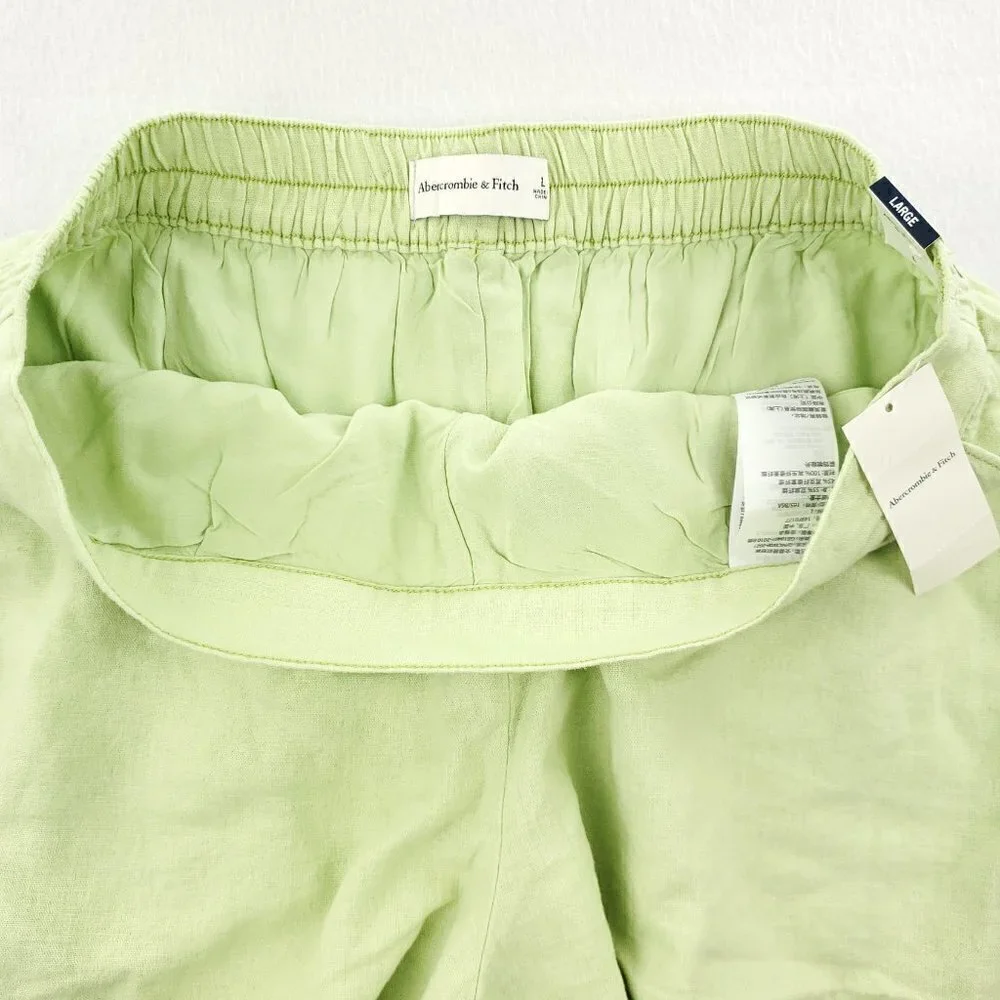 Abercrombie Fitch Linen Blend Shorts Light Green Stretch 32 Waist Women's Large